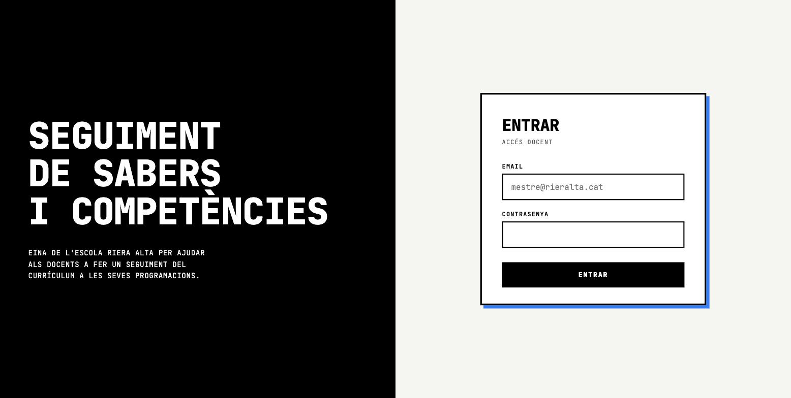 Pantalla d'accés de l'aplicació de seguiment curricular